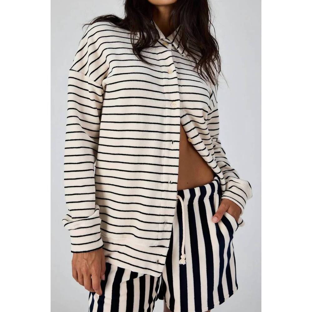NEW ASHER teri cardigan in black stripe